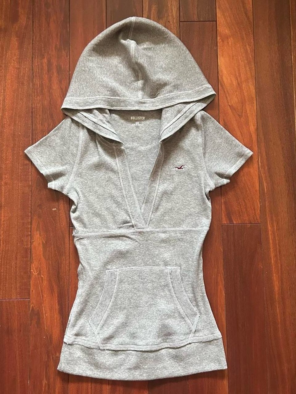 Hollister Grey Short Sleeve Hoodie
